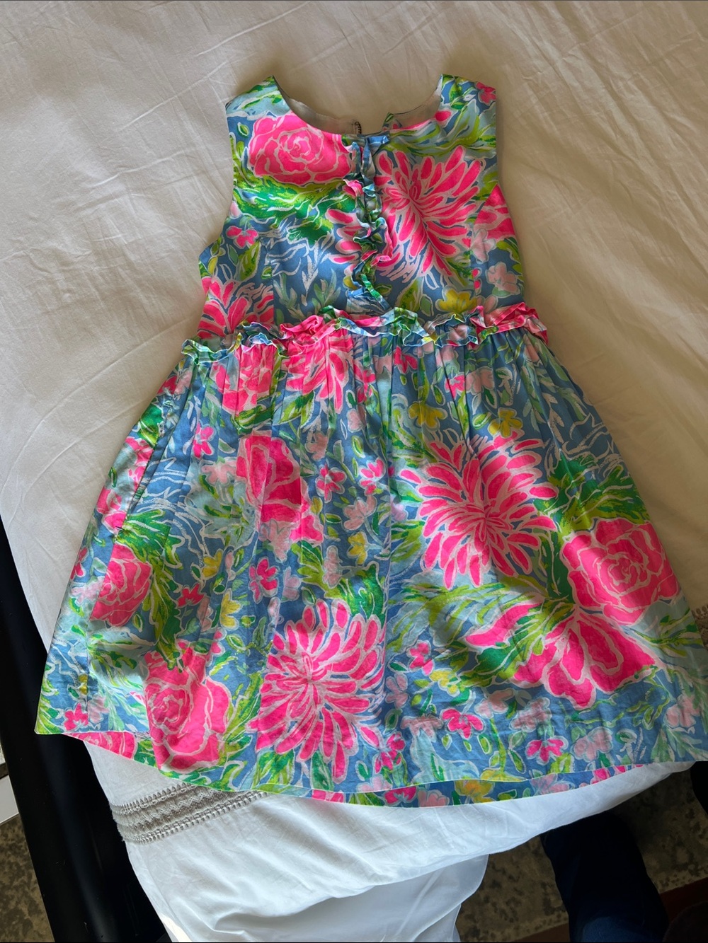 Lilly Pulitzer Girls Floral Pink & Blue Sleeveless Dress - Size 7